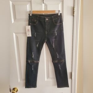 FREDD MARSHALL Girls Size 10 Black Washed Distressed Jeans